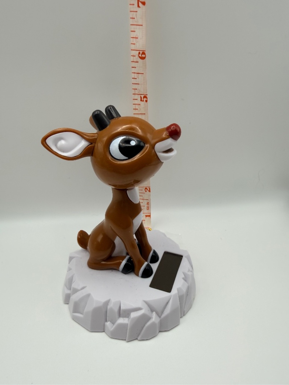 Rudolph the Red-Nosed Reindeer solar bobblehead figure.  Cute Christmas holiday
